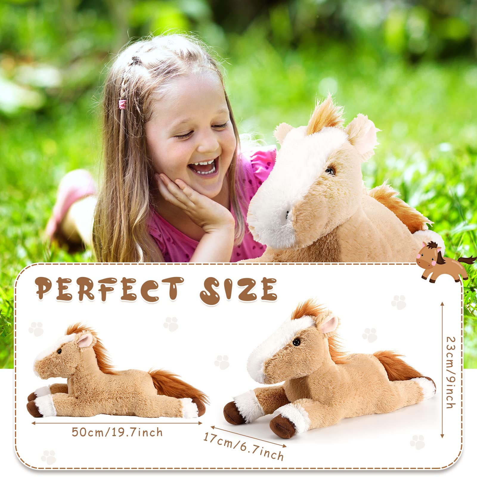 Amazon.co.jp: Lenwen 大きな馬のぬいぐるみ 20インチ 茶色の斑点の